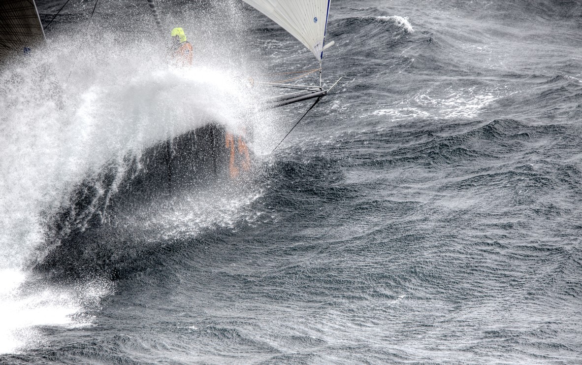 The Open 60 Safran in preparation for the Transat Jacques Vabre 2011, skipper Marc Guillemot co/skipper Yann Eliés, Brittany, France.