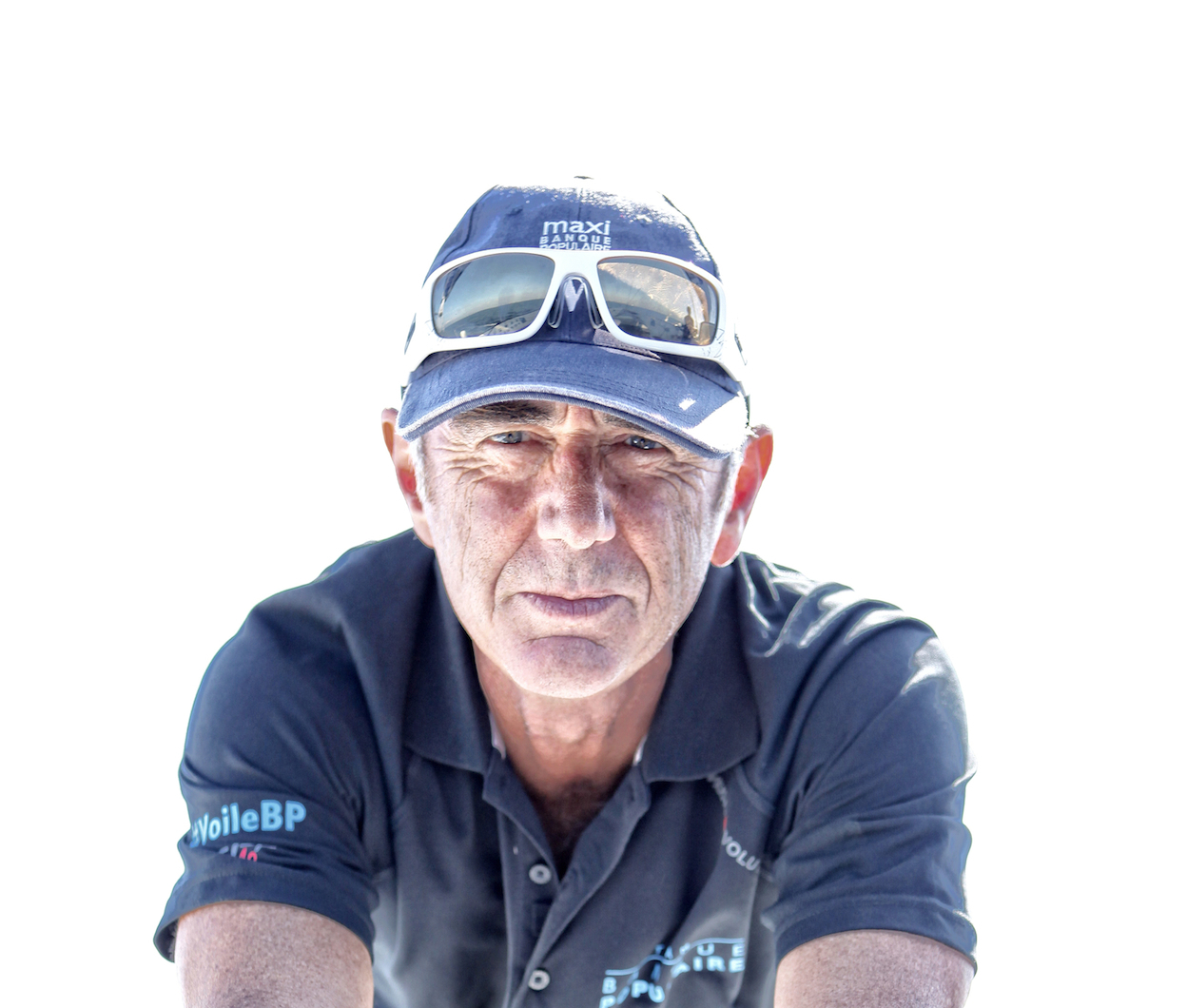 Loick Peyron onboard the Maxi Trimaran Solo Banque Populaire VII in preparation for "La Route du Rhum".