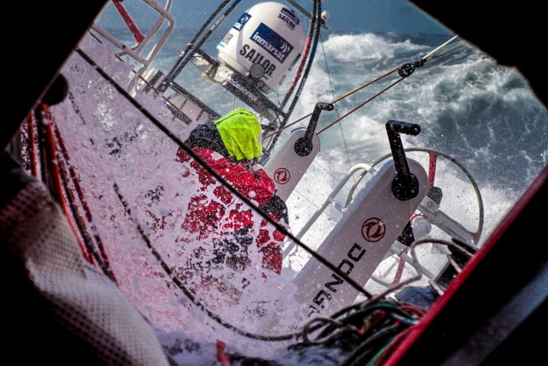 2014-15, Dongfeng Race Team, Leg8, OBR, VOR, Volvo Ocean Race, onboard, splash, ocean, Inmarsat, hatch