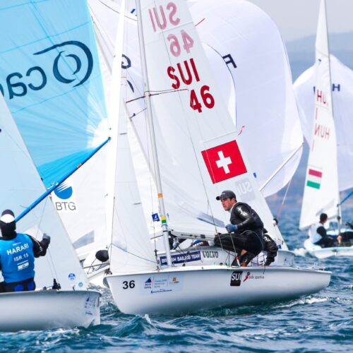 470 M, CLASSES, Olympic Sailing, SUI 46 36 Kilian Wagen (M) Gregoire Siegwart 470 Men, Sailing Energy, World Cup Series Hyeres, World Sailing